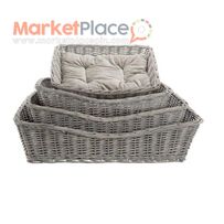 Basket Wicker With Cushion Be Nordic 50X37cm Grey Dog Bed