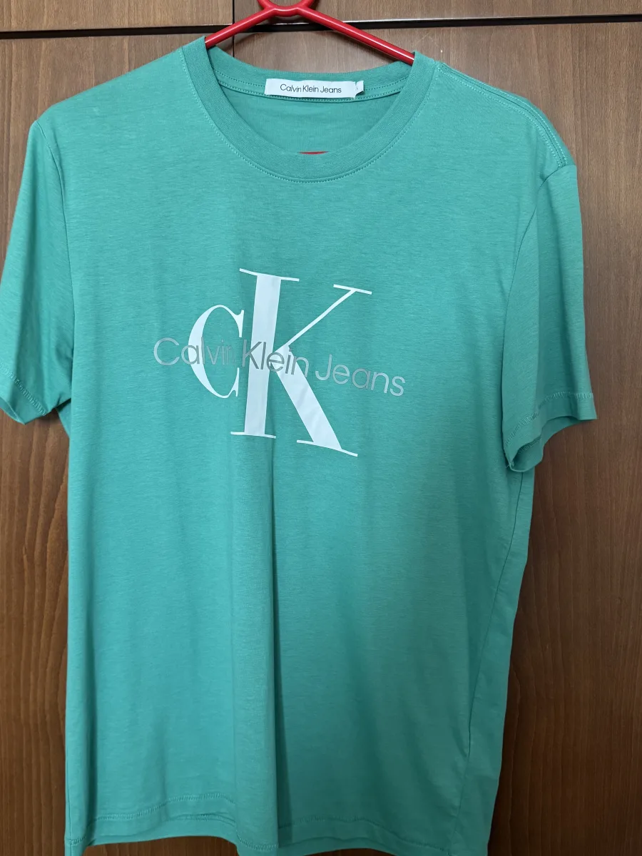 Νέο T-Shirt Calvin Klein Πράσινο Βαμβακερό, Μέγεθος L, Κοντό Μανίκι, Χαλαρή Εφαρμογή